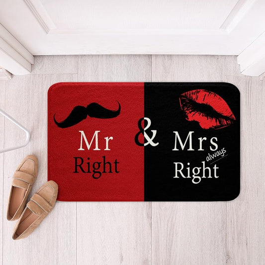 Mr & Mrs Romantic Love Rug - Absorbent, Non-Slip Bath Mat (20"x32")